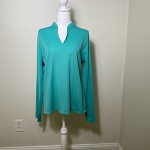 Nike Womens Dri-Fitadv Long Sleeve Athletic Top Teal Size Large